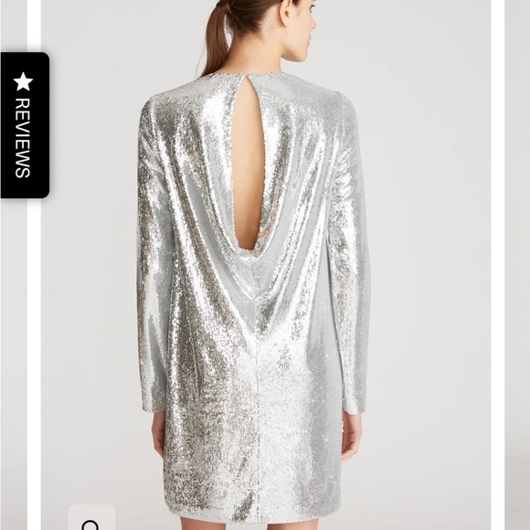 Halston CAI SEQUIN DRESS silver mermaid sequin size 8 - Picture 4 of 8